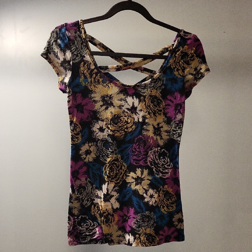h.i.p. Purple Pink Fitted Cut Out Blouse